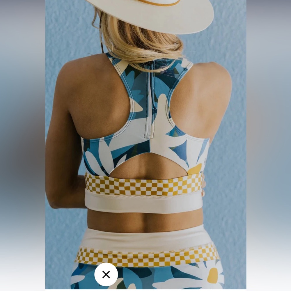 NWT SeaFancy Blue Floral Square Neck Bikini Top & High-Waist Briefs Set, XS - Picture 3 of 6